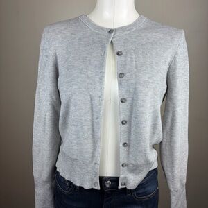 J. Crew Small Preppy Classic Light Gray Women's Cardigan